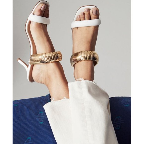 Veronica Beard Shoes - Veronica Beard Meena Mule Stiletto Heel in White & Gold Size 8.5